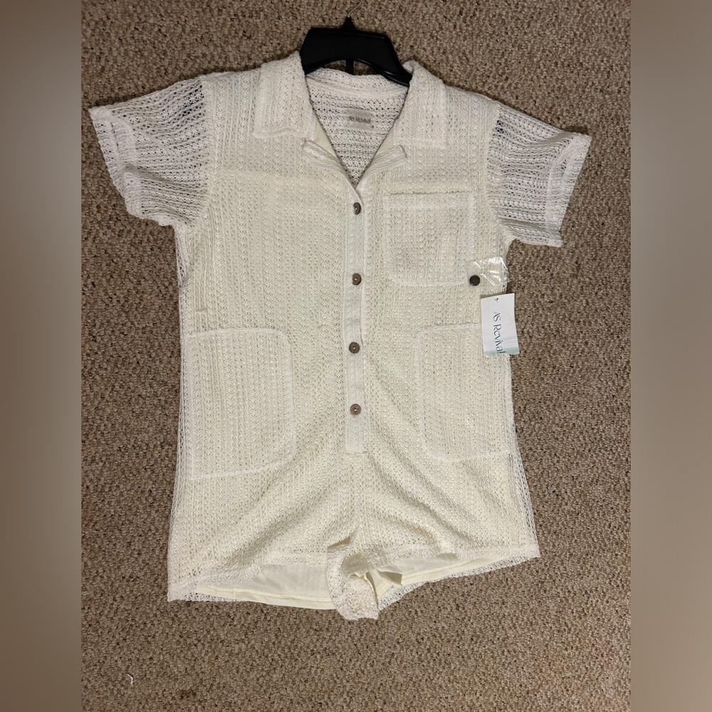 Altar'd State Cream Button-Up Romper